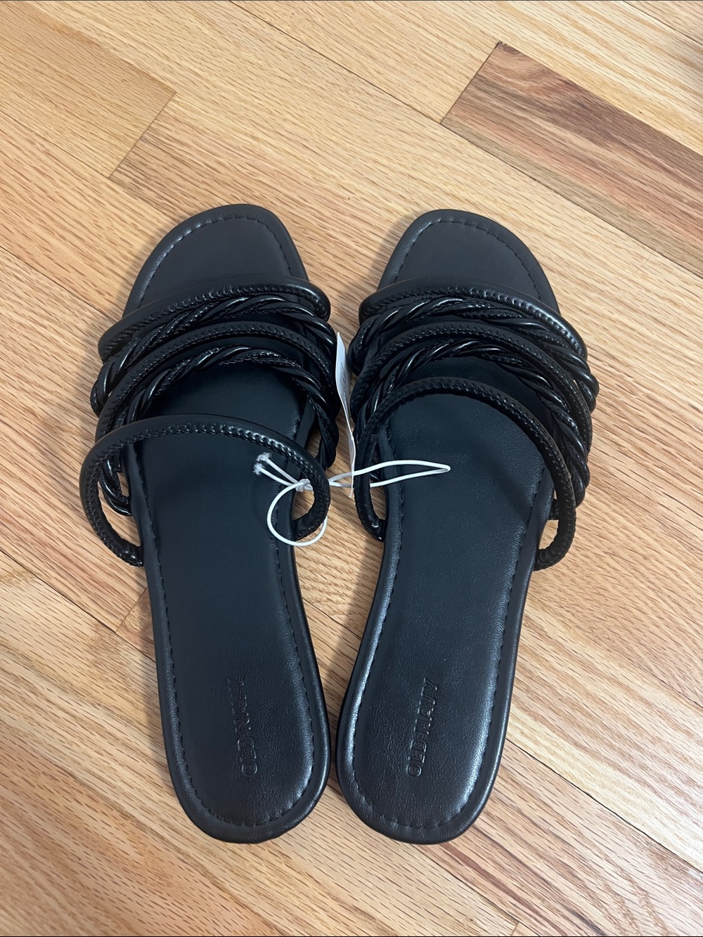 Old Navy Black Braided Multi-Strap Slide Sandals